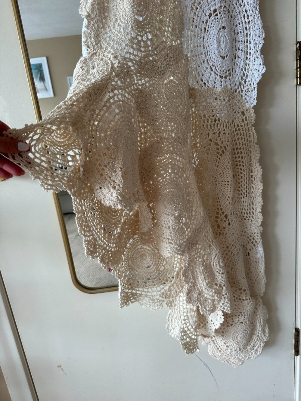 ZARA Crochet Knit Midi Dress Limited Edition Size S Cream/Beige - Picture 6 of 6